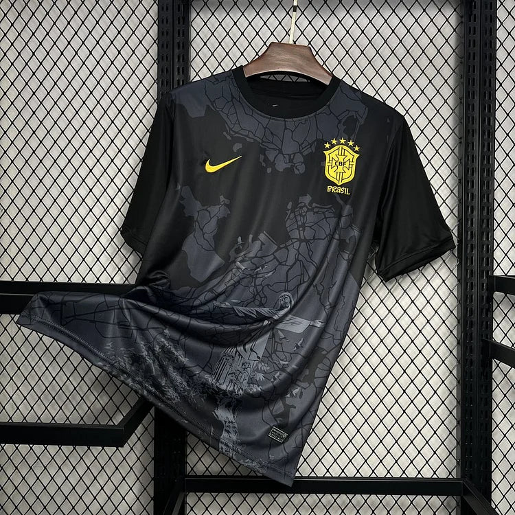 maglia da calcio ispirazione Brasile concept colore nero
