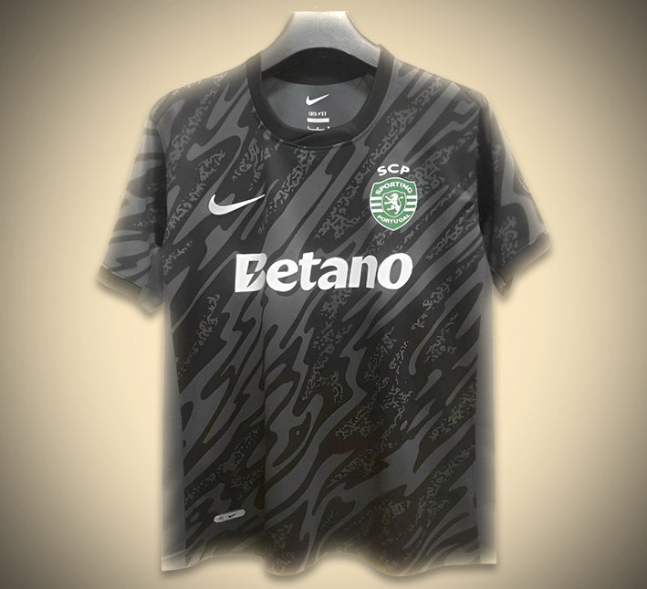 Maglia Sporting CP Portiere Nero 2024-2025 vista frontale