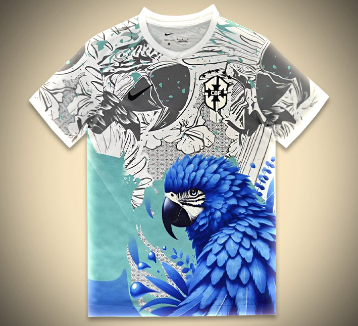 Maglia da calcio concept Brasile edizione pappagallo stagione ventiquattro ottantacinque