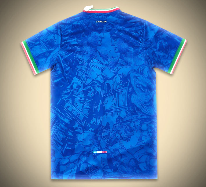 maillot-concept-italie-bleu-edition-michel-ange-collection-2024-design-artistique Maglia concept Italia blu edizione Michelangelo collezione 2024 design artistico