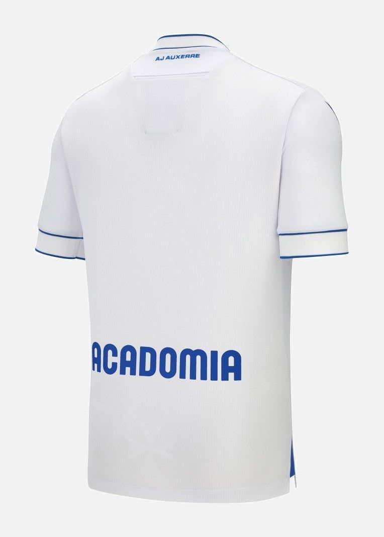 maillot-domicile-aj-auxerre-saison-deux-mille-vingt-cinq-deux-mille-vingt-six-bleu-et-blanc-tenue-officielle maglia Home AJ Auxerre stagione duemilaventicinque duemilaventisei blu e bianco tenuta ufficiale