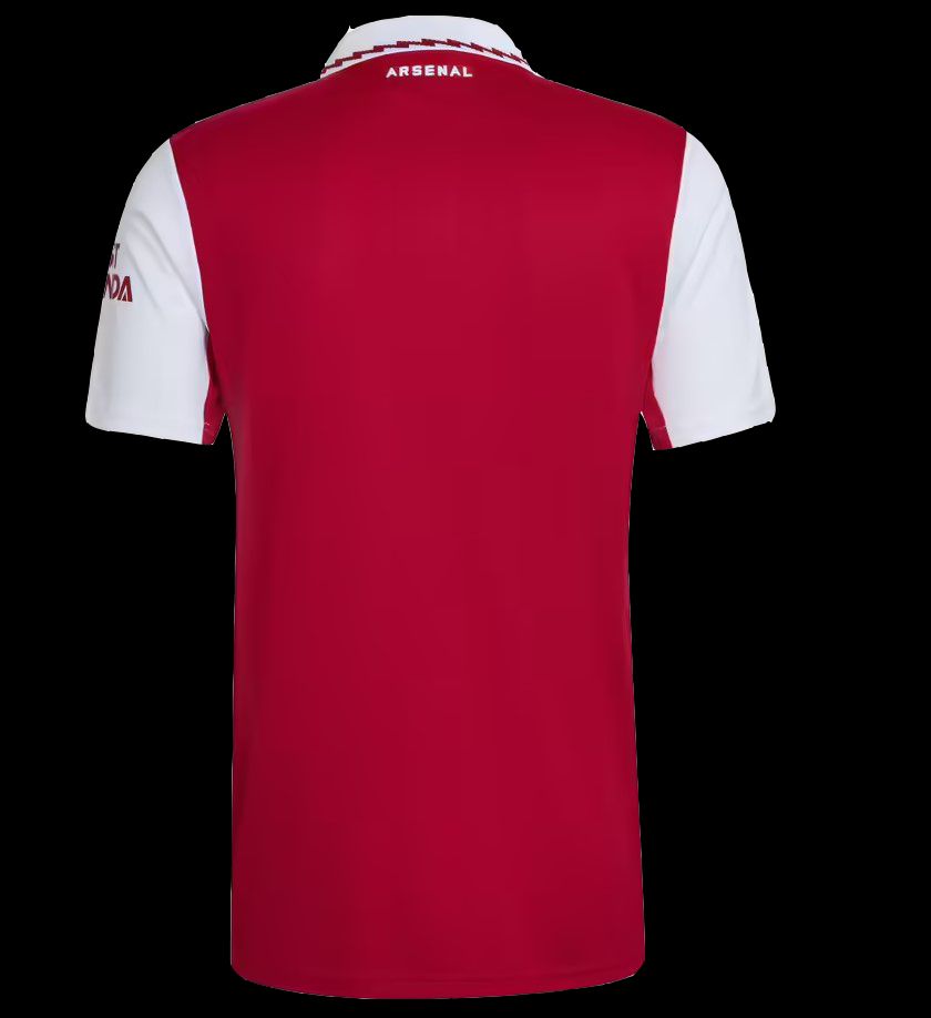 maillot-domicile-arsenal-saison-deux-mille-vingt-deux-deux-mille-vingt-trois-rouge-et-blanc maglia home Arsenal stagione duemilaventidue duemilaventitre rossa e bianca