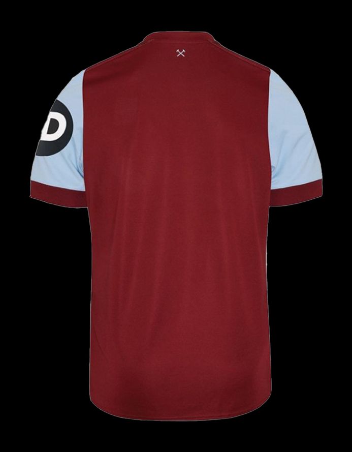 maglia home West Ham United FC stagione 2023 2024 tenuta ufficiale bordeaux e azzurro cielo