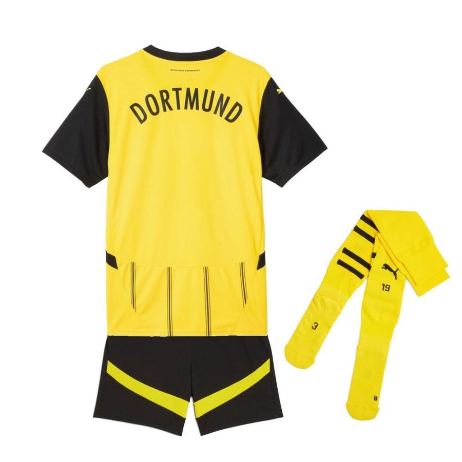 Maglia bambino Borussia Dortmund home stagione 2024 2025 con pantaloncini e calzettoni