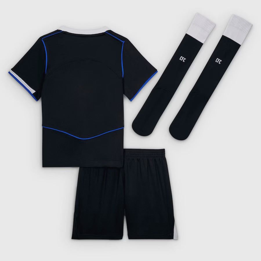 maglia bambino Chelsea FC third stagione 2025 2026 con pantaloncini e calzettoni