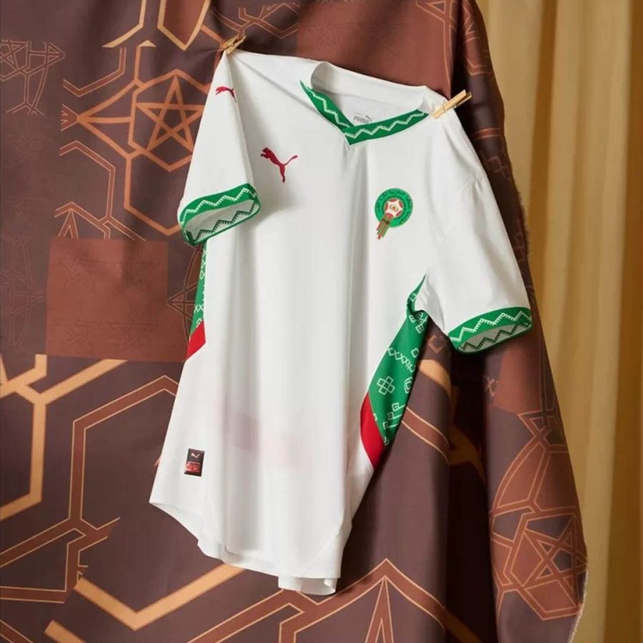 maglia away nazionale marocchina stagione 2024 2025 rossa e verde