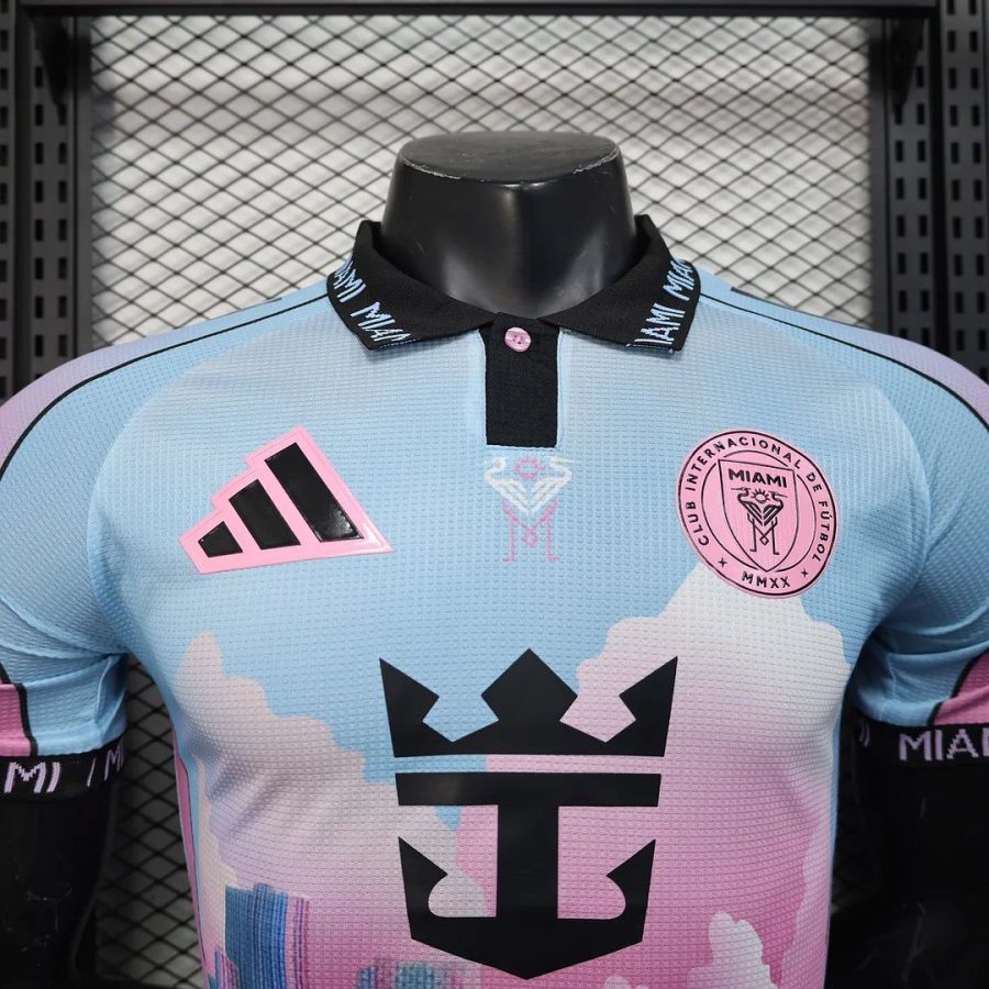 Maglia pre partita Inter Miami stagione 2025 2026 rosa e nero