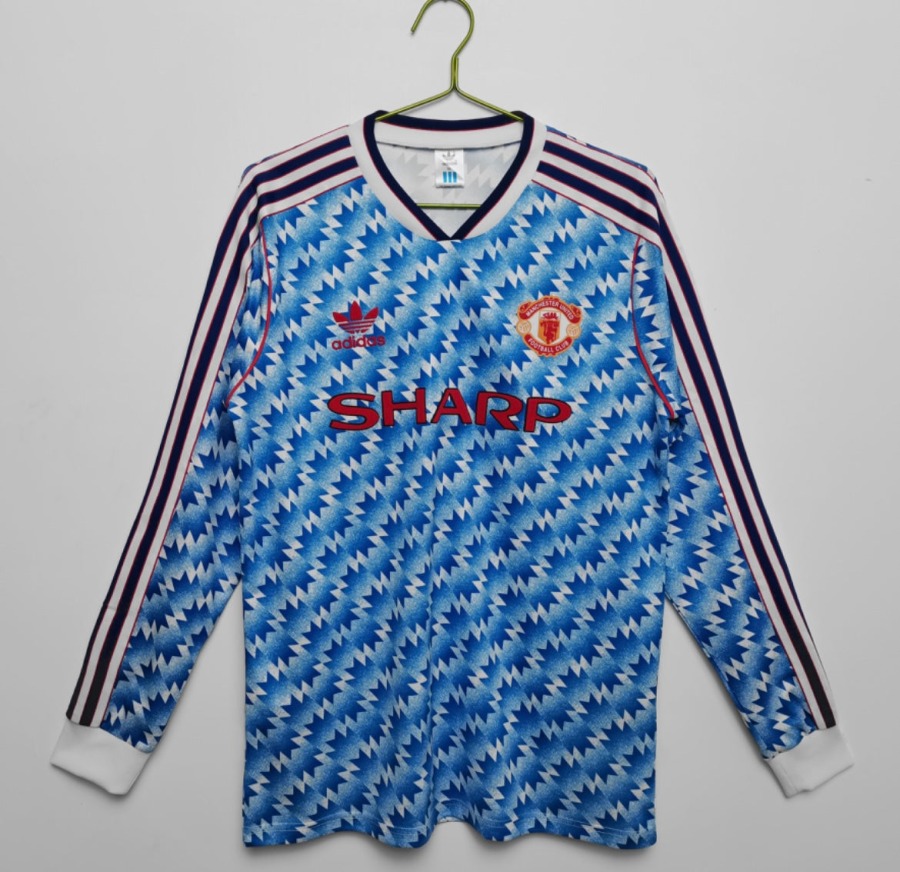 Maglia Manchester United 1991/92 Away Maniche Lunghe