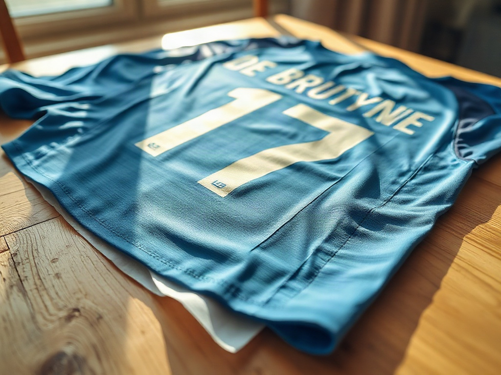 Stampa De Bruyne 17 sul dorso della maglia Napoli in dettaglio ravvicinato