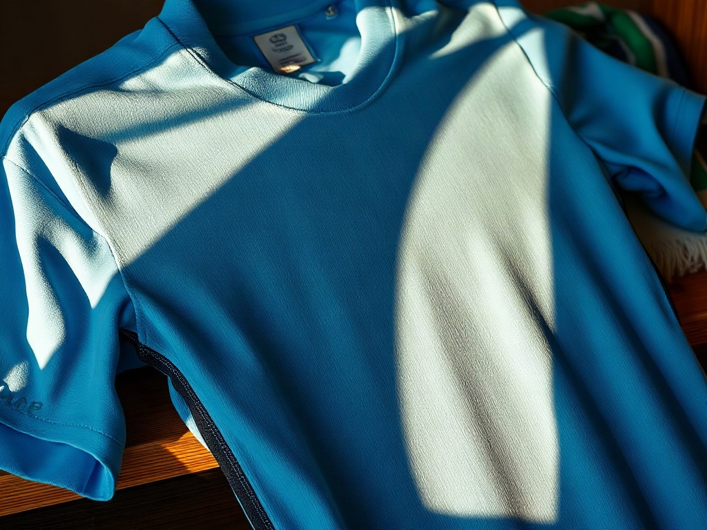Dettaglio del petto della maglia del Napoli senza stelle: solo lo stemma ricamato sul tessuto azzurro