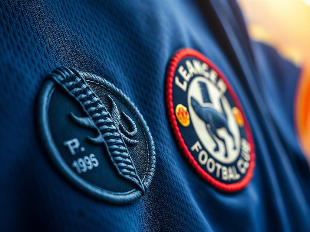 Dettaglio del ricamo originale a confronto con uno stemma termoadesivo su maglia replica