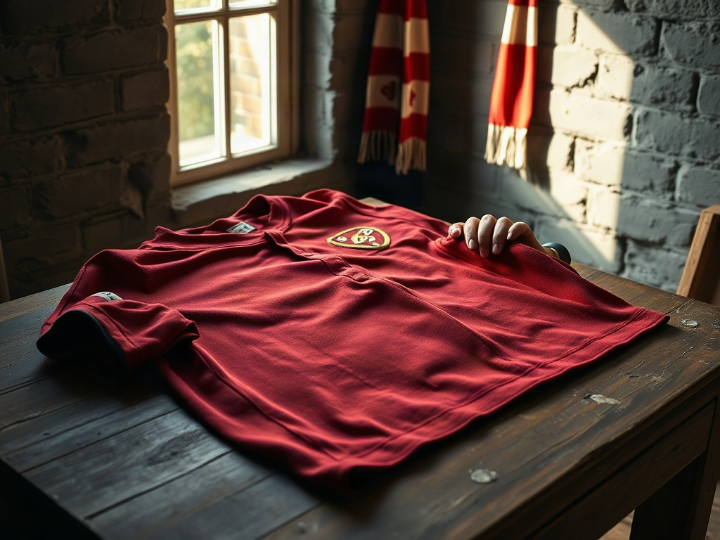 Maglia Arsenal originale inizio Novecento con tessuto in cotone pesante e stemma cucito a mano